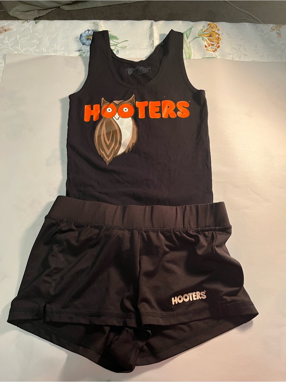 Hooters Black Tank and Shorts Set with Orange Logo